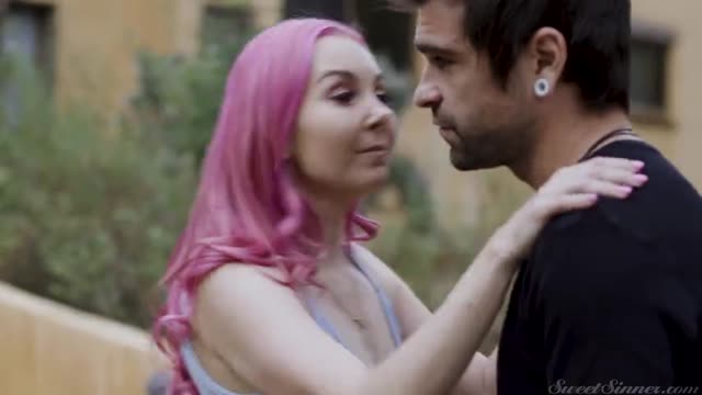 Pink Hair Feminist And Manly Big Guy Have Passionate Sex